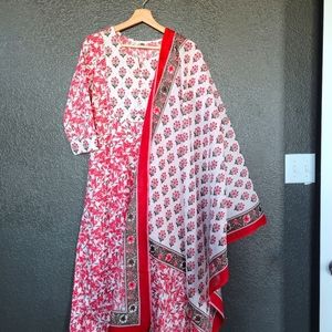Indian/Pakistani Cotton Anarkali with dupatta